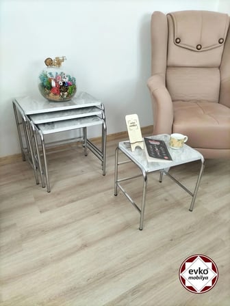 Evko Mobilya Buket Sehpa, 4'lü Zigon Sehpa, Servis Sehpası, Iç Içe Geçen Sehpa, Ahşap Sehpa, Dikdörtgen Sehpa