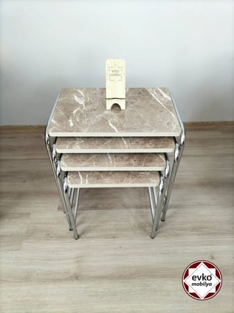 Evko Mobilya Buket Sehpa, 4'lü Zigon Sehpa, Servis Sehpası, Iç Içe Geçen Sehpa, Ahşap Sehpa, Dikdörtgen Sehpa