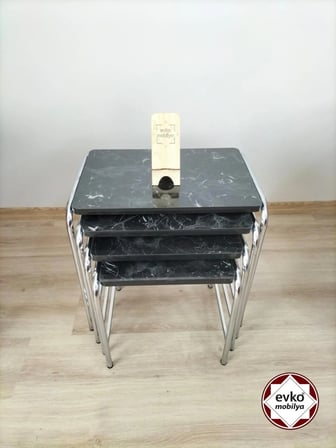 Evko Mobilya Buket Sehpa, 4'lü Zigon Sehpa, Servis Sehpası, Iç Içe Geçen Sehpa, Ahşap Sehpa, Dikdörtgen Sehpa