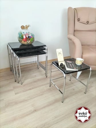 Evko Mobilya Buket Sehpa, 4'lü Zigon Sehpa, Servis Sehpası, Iç Içe Geçen Sehpa, Ahşap Sehpa, Dikdörtgen Sehpa