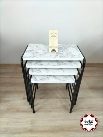 Evko Mobilya Buket Sehpa, 4'lü Zigon Sehpa, Servis Sehpası, Iç Içe Geçen Sehpa, Ahşap Sehpa, Dikdörtgen Sehpa