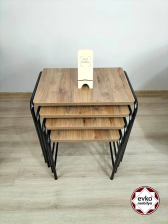 Evko Mobilya Buket Sehpa, 4'lü Zigon Sehpa, Servis Sehpası, Iç Içe Geçen Sehpa, Ahşap Sehpa, Dikdörtgen Sehpa