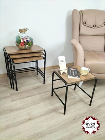 Evko Mobilya Buket Sehpa, 4'lü Zigon Sehpa, Servis Sehpası, Iç Içe Geçen Sehpa, Ahşap Sehpa, Dikdörtgen Sehpa