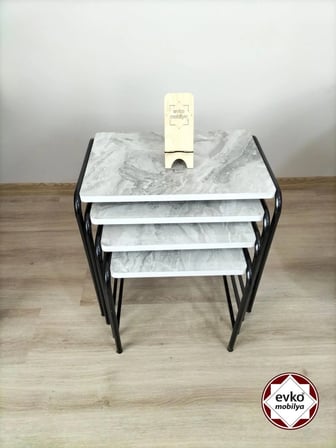 Evko Mobilya Buket Sehpa, 4'lü Zigon Sehpa, Servis Sehpası, Iç Içe Geçen Sehpa, Ahşap Sehpa, Dikdörtgen Sehpa