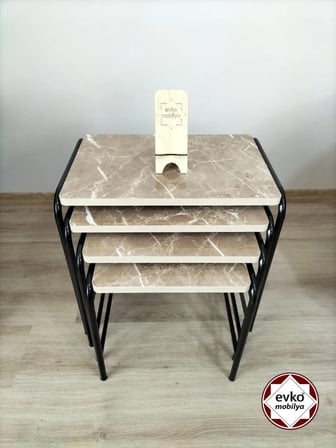 Evko Mobilya Buket Sehpa, 4'lü Zigon Sehpa, Servis Sehpası, Iç Içe Geçen Sehpa, Ahşap Sehpa, Dikdörtgen Sehpa