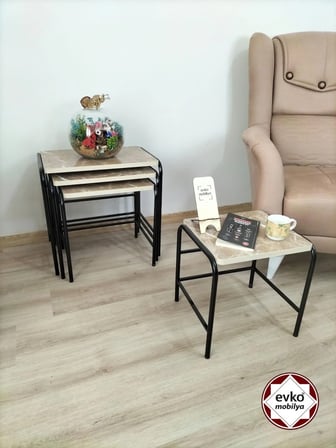Evko Mobilya Buket Sehpa, 4'lü Zigon Sehpa, Servis Sehpası, Iç Içe Geçen Sehpa, Ahşap Sehpa, Dikdörtgen Sehpa