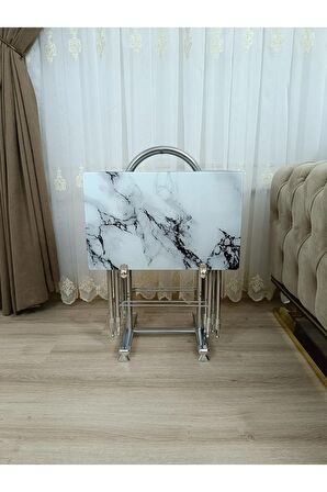 Çanta Zigon Sehpa, 4'lü Sehpa, Servis Sehpası, Camlı Sehpa, Krom Sehpa, Katlanır Sehpa