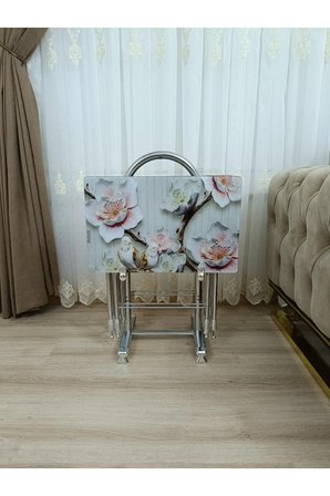 Çanta Zigon Sehpa, 4'lü Sehpa, Servis Sehpası, Camlı Sehpa, Krom Sehpa, Katlanır Sehpa