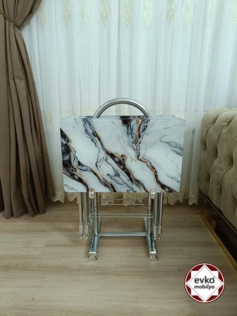 Evko Mobilya Çanta Zigon Sehpa, 4'lü Sehpa, Zigon Sehpa, Servis Sehpası, Camlı Sehpa, Katlanır Sehpa