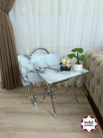 Evko Mobilya Çanta Zigon Sehpa, 4'lü Sehpa, Zigon Sehpa, Servis Sehpası, Camlı Sehpa, Katlanır Sehpa