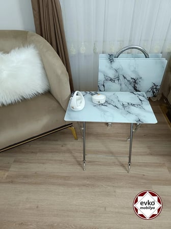 Evko Mobilya Çanta Zigon Sehpa, 4'lü Sehpa, Zigon Sehpa, Servis Sehpası, Camlı Sehpa, Katlanır Sehpa