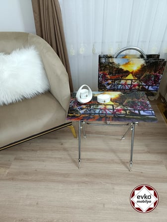 Evko Mobilya Çanta Zigon Sehpa, 4'lü Sehpa, Zigon Sehpa, Servis Sehpası, Camlı Sehpa, Katlanır Sehpa