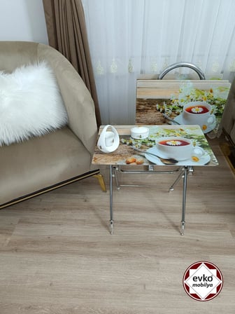 Evko Mobilya Çanta Zigon Sehpa, 4'lü Sehpa, Zigon Sehpa, Servis Sehpası, Camlı Sehpa, Katlanır Sehpa
