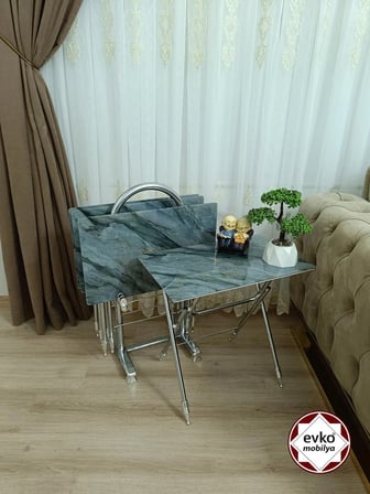 Evko Mobilya Çanta Zigon Sehpa, 4'lü Sehpa, Zigon Sehpa, Servis Sehpası, Camlı Sehpa, Katlanır Sehpa