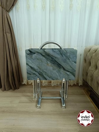 Evko Mobilya Çanta Zigon Sehpa, 4'lü Sehpa, Zigon Sehpa, Servis Sehpası, Camlı Sehpa, Katlanır Sehpa