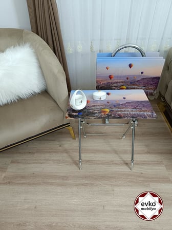 Evko Mobilya Çanta Zigon Sehpa, 4'lü Sehpa, Zigon Sehpa, Servis Sehpası, Camlı Sehpa, Katlanır Sehpa