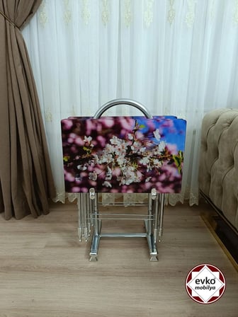 Evko Mobilya Çanta Zigon Sehpa, 4'lü Sehpa, Zigon Sehpa, Servis Sehpası, Camlı Sehpa, Katlanır Sehpa