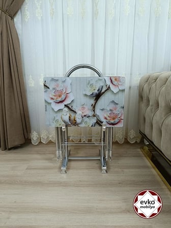 Evko Mobilya Çanta Zigon Sehpa, 4'lü Sehpa, Zigon Sehpa, Servis Sehpası, Camlı Sehpa, Katlanır Sehpa