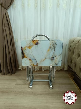 Evko Mobilya Çanta Zigon Sehpa, 4'lü Sehpa, Zigon Sehpa, Servis Sehpası, Camlı Sehpa, Katlanır Sehpa