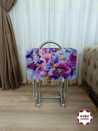 Evko Mobilya Çanta Zigon Sehpa, 4'lü Sehpa, Zigon Sehpa, Servis Sehpası, Camlı Sehpa, Katlanır Sehpa