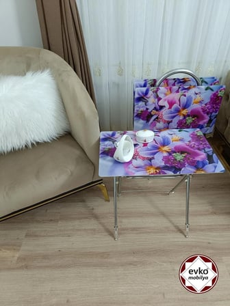Evko Mobilya Çanta Zigon Sehpa, 4'lü Sehpa, Zigon Sehpa, Servis Sehpası, Camlı Sehpa, Katlanır Sehpa