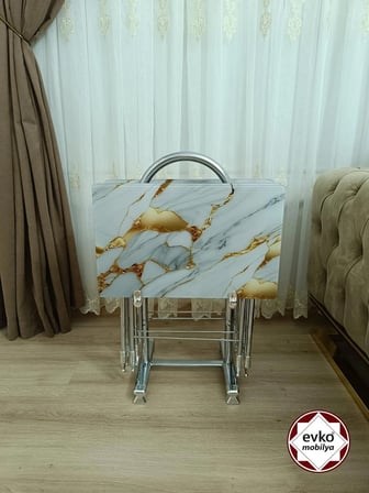 Evko Mobilya Çanta Zigon Sehpa, 4'lü Sehpa, Zigon Sehpa, Servis Sehpası, Camlı Sehpa, Katlanır Sehpa