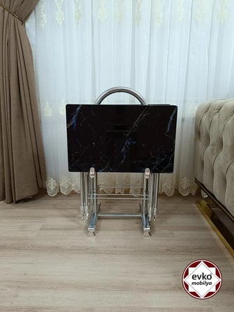 Evko Mobilya Çanta Zigon Sehpa, 4'lü Sehpa, Zigon Sehpa, Servis Sehpası, Camlı Sehpa, Katlanır Sehpa