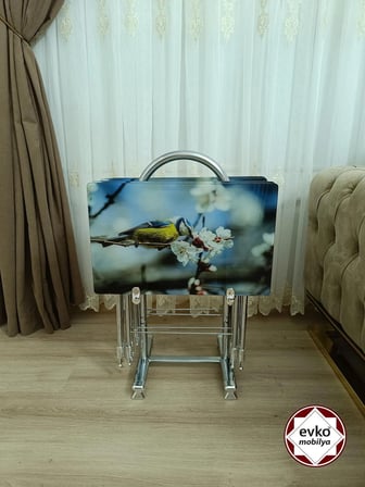 Evko Mobilya Çanta Zigon Sehpa, 4'lü Sehpa, Zigon Sehpa, Servis Sehpası, Camlı Sehpa, Katlanır Sehpa