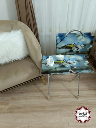 Evko Mobilya Çanta Zigon Sehpa, 4'lü Sehpa, Zigon Sehpa, Servis Sehpası, Camlı Sehpa, Katlanır Sehpa