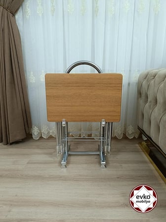Evko Mobilya Çanta Zigon Sehpa, 4'lü Sehpa, Zigon Sehpa, Servis Sehpası, Mdf Mebran Sehpa, Katlanır Sehpa