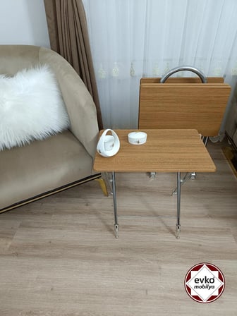 Evko Mobilya Çanta Zigon Sehpa, 4'lü Sehpa, Zigon Sehpa, Servis Sehpası, Mdf Mebran Sehpa, Katlanır Sehpa