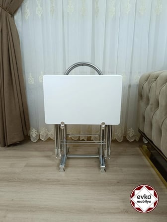 Evko Mobilya Çanta Zigon Sehpa, 4'lü Sehpa, Zigon Sehpa, Servis Sehpası, Mdf Mebran Sehpa, Katlanır Sehpa