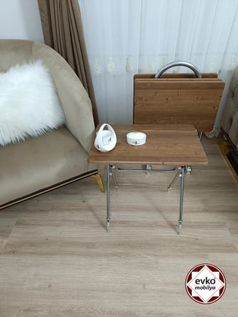 Evko Mobilya Çanta Zigon Sehpa, 4'lü Sehpa, Zigon Sehpa, Servis Sehpası, Mdf Mebran Sehpa, Katlanır Sehpa