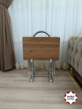 Evko Mobilya Çanta Zigon Sehpa, 4'lü Sehpa, Zigon Sehpa, Servis Sehpası, Mdf Mebran Sehpa, Katlanır Sehpa