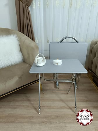 Evko Mobilya Çanta Zigon Sehpa, 4'lü Sehpa, Zigon Sehpa, Servis Sehpası, Mdf Mebran Sehpa, Katlanır Sehpa