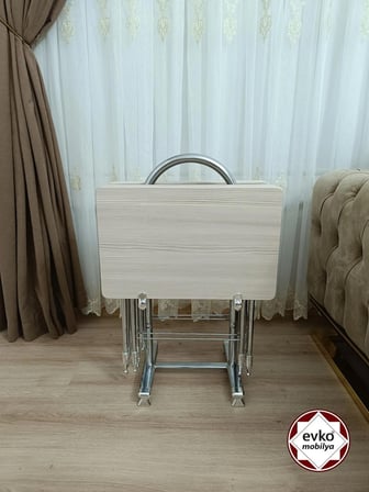 Evko Mobilya Çanta Zigon Sehpa, 4'lü Sehpa, Zigon Sehpa, Servis Sehpası, Mdf Mebran Sehpa, Katlanır Sehpa