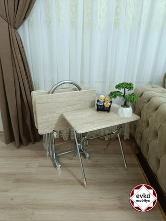 Evko Mobilya Çanta Zigon Sehpa, 4'lü Sehpa, Zigon Sehpa, Servis Sehpası, Mdf Mebran Sehpa, Katlanır Sehpa