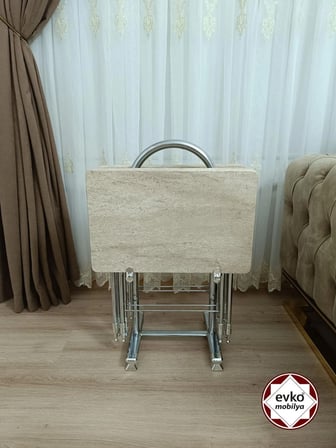 Evko Mobilya Çanta Zigon Sehpa, 4'lü Sehpa, Zigon Sehpa, Servis Sehpası, Mdf Mebran Sehpa, Katlanır Sehpa