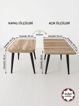 Evko Mobilya Lena Sehpa, Yan Sehpa, Zigon Sehpa, Orta Sehpa, Akıllı Sehpa, Büyüyebilen Sehpa, Ahşap Sehpa