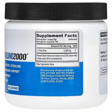 EVLution Nutrition L-Citrulline 2000 Mg 100 Servis