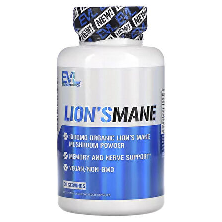Evlution Organic Lion’s Mane Mushroom Nootropics Brain Support Focus Memory and Nerve Support Immunity Support