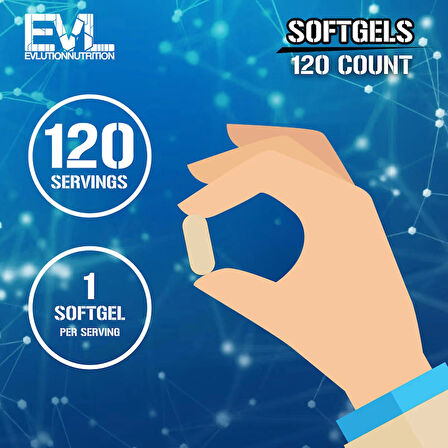 Evlution Nutrition Triple Strength Omega 3 Fish Oil EPA DHA Supports Brain 120 Softgels