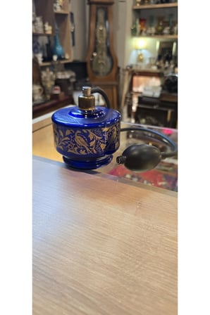 Parfüm Şişesi | Altın Desenli Dekoratif Atomizer | Koleksiyonluk Nostaljik Obje