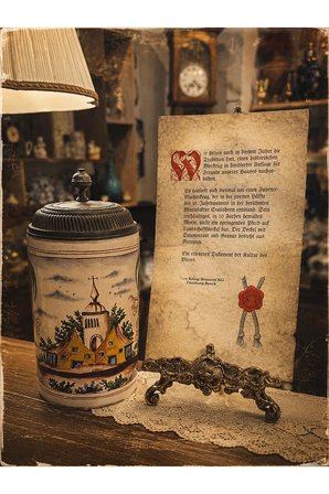 Vintage Seramik Bira Bardağı / Dekoratif Kapaklı Kupa