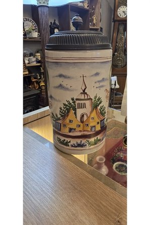 Vintage Seramik Bira Bardağı / Dekoratif Kapaklı Kupa