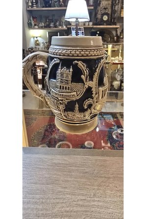 Vintage Kapaklı Seramik Bira Kupası – Almanya/Lüksemburg Temalı Koleksiyonluk
