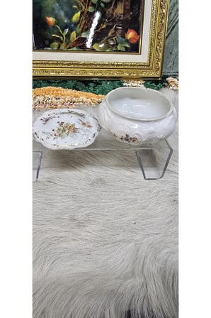 Antika Kabartmalı Porselen Kapaklı Şekerlik / Bonboniyer
