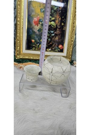 Vintage Desenli Cam Mumluk Seti – Dekoratif Şamdan / Tealight Mumluk