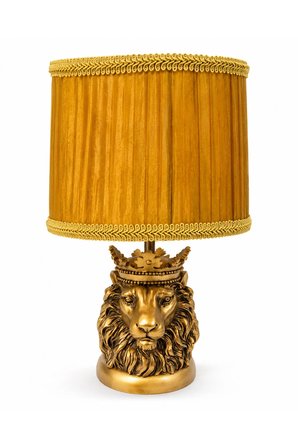 Aslan Figürlü Abajur – Gold Vintage Dekoratif Masa Lambası