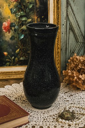 Siyah Simli Dekoratif Vintage Vazo